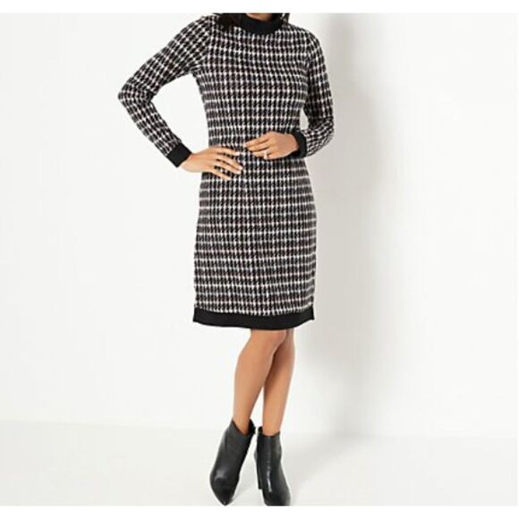Susan Graver Dress Jacquard Sweater Knit Houndstooth Pattern Neutral Colors XL - Picture 10 of 12